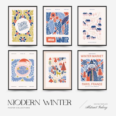 Mutlu Noeller ve mutlu yıllar dikey uçucu ya da poster şablonu. Modern trend Matisse minimal tarzı. Duvar kağıdı, duvar dekoru, baskı, kartpostal, kapak, şablon, pankart için el çizimi tasarımı.