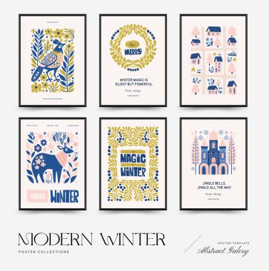 Mutlu Noeller ve mutlu yıllar dikey uçucu ya da poster şablonu. Modern trend Matisse minimal tarzı. Duvar kağıdı, duvar dekoru, baskı, kartpostal, kapak, şablon, pankart için el çizimi tasarımı.