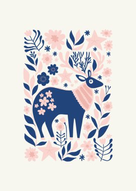 Mutlu Noeller ve mutlu yıllar illüstrasyonu. Modern trend Matisse minimal tarzı. Duvar kağıdı, duvar dekoru, baskı, kartpostal, kapak, şablon, pankart için el çizimi tasarımı.