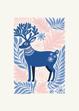 Mutlu Noeller ve mutlu yıllar illüstrasyonu. Modern trend Matisse minimal tarzı. Duvar kağıdı, duvar dekoru, baskı, kartpostal, kapak, şablon, pankart için el çizimi tasarımı.