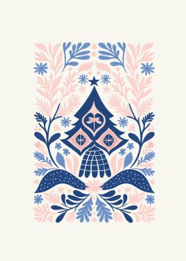 Mutlu Noeller ve mutlu yıllar illüstrasyonu. Modern trend Matisse minimal tarzı. Duvar kağıdı, duvar dekoru, baskı, kartpostal, kapak, şablon, pankart için el çizimi tasarımı.