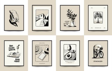 Modern Sanat Estetiği Yaşam Tarzı Posteri. Matisse Soyut Set, Estetik Modern, Kadın, Boho Dekor, Minimalist, Çizim, Poster, Kartpostal. Estetik minimalist tasarım.
