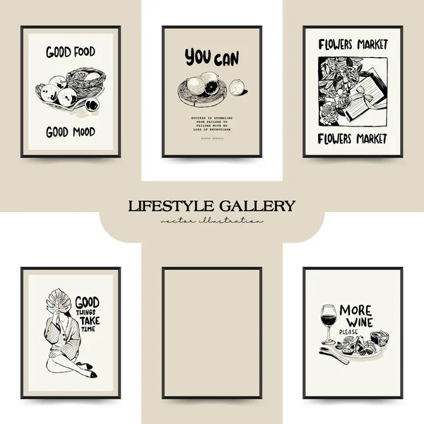 Arte Moderna Estética Influenciador Estilo Vida Poster Matisse Abstract Set Ilustrações De Stock Royalty-Free