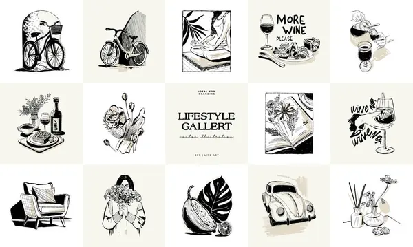 Arte Moderna Estética Influenciador Estilo Vida Ilustração Matisse Abstract Set Vetores De Stock Royalty-Free