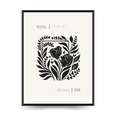 Modern Valentine's day vertical flyer or poster template. Love hand drawn trendy illustration.