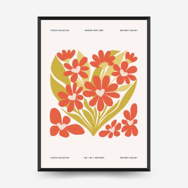 Modern Romantik, Sevgililer Günü dikey uçucusu veya poster şablonu. Aşk el çizimi moda illüstrasyon.