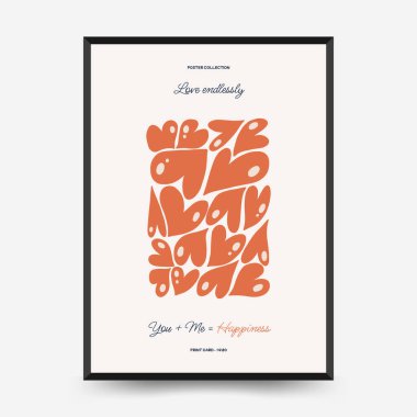 Modern Romantik, Sevgililer Günü dikey uçucusu veya poster şablonu. Aşk el çizimi moda illüstrasyon.