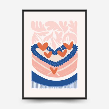 Modern Romantik, Sevgililer Günü dikey uçucusu veya poster şablonu. Aşk el çizimi moda illüstrasyon.