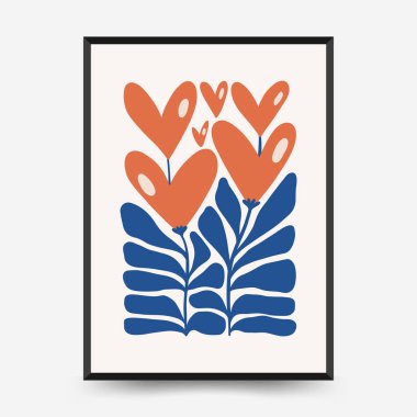 Modern Romantik, Sevgililer Günü dikey uçucusu veya poster şablonu. Aşk el çizimi moda illüstrasyon.