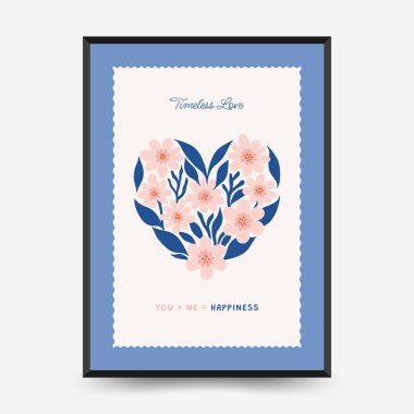 Modern Romantik, Sevgililer Günü dikey uçucusu veya poster şablonu. Aşk el çizimi moda illüstrasyon.