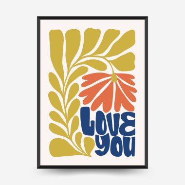 Modern Romantik, Sevgililer Günü dikey uçucusu veya poster şablonu. Aşk el çizimi moda illüstrasyon.