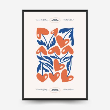 Modern Romantik, Sevgililer Günü dikey uçucusu veya poster şablonu. Aşk el çizimi moda illüstrasyon.