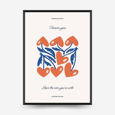 Modern Romantik, Sevgililer Günü dikey uçucusu veya poster şablonu. Aşk el çizimi moda illüstrasyon.