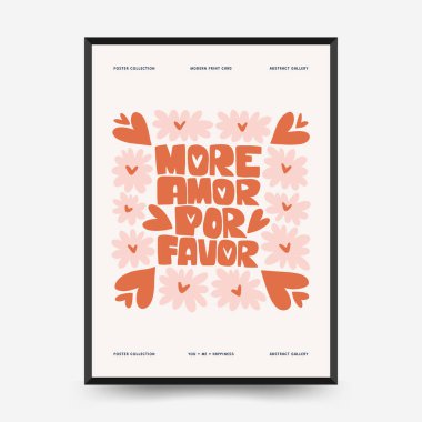 Modern Romantik, Sevgililer Günü dikey uçucusu veya poster şablonu. Aşk el çizimi moda illüstrasyon.