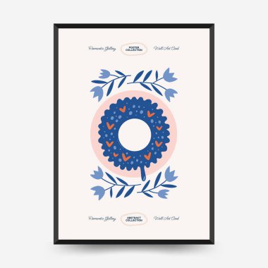 Modern Romantik, Sevgililer Günü dikey uçucusu veya poster şablonu. Aşk el çizimi moda illüstrasyon.