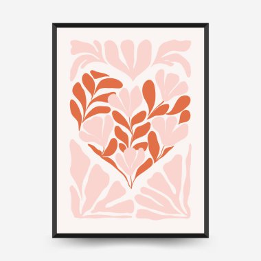 Modern Romantik, Sevgililer Günü dikey uçucusu veya poster şablonu. Aşk el çizimi moda illüstrasyon.