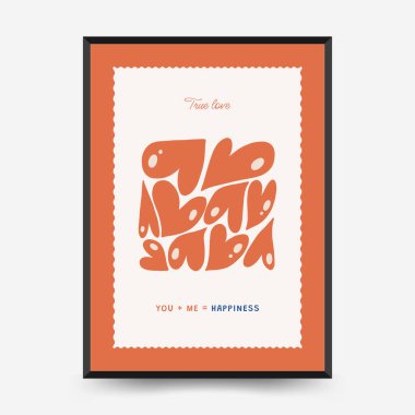 Modern Romantik, Sevgililer Günü dikey uçucusu veya poster şablonu. Aşk el çizimi moda illüstrasyon.