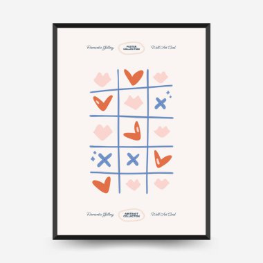 Modern Romantik, Sevgililer Günü dikey uçucusu veya poster şablonu. Aşk el çizimi moda illüstrasyon.