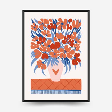 Modern Romantik, Sevgililer Günü dikey uçucusu veya poster şablonu. Aşk el çizimi moda illüstrasyon.