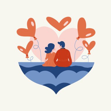 Modern Romantik, Sevgililer Günü dikey uçucusu veya poster şablonu. Aşk el çizimi moda illüstrasyon. (Çoklu değerler)