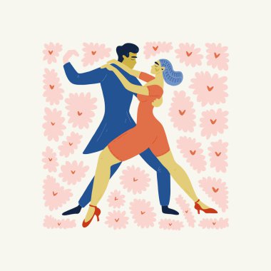 Modern Romantik, Sevgililer Günü dikey uçucusu veya poster şablonu. Aşk el çizimi moda illüstrasyon. (Çoklu değerler)