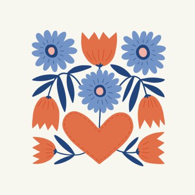 Modern Romantik, Sevgililer Günü dikey uçucusu veya poster şablonu. Aşk el çizimi moda illüstrasyon. (Çoklu değerler)