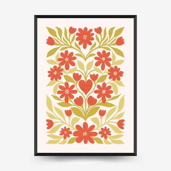 Modern Romantik, Sevgililer Günü dikey uçucusu veya poster şablonu. Aşk el çizimi moda illüstrasyon.