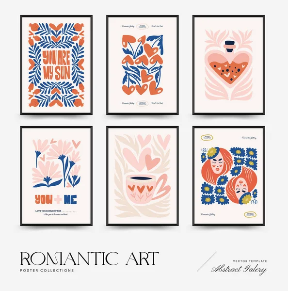 Modern Romantik, Sevgililer Günü dikey uçucusu veya poster şablonu. Aşk el çizimi moda illüstrasyon.