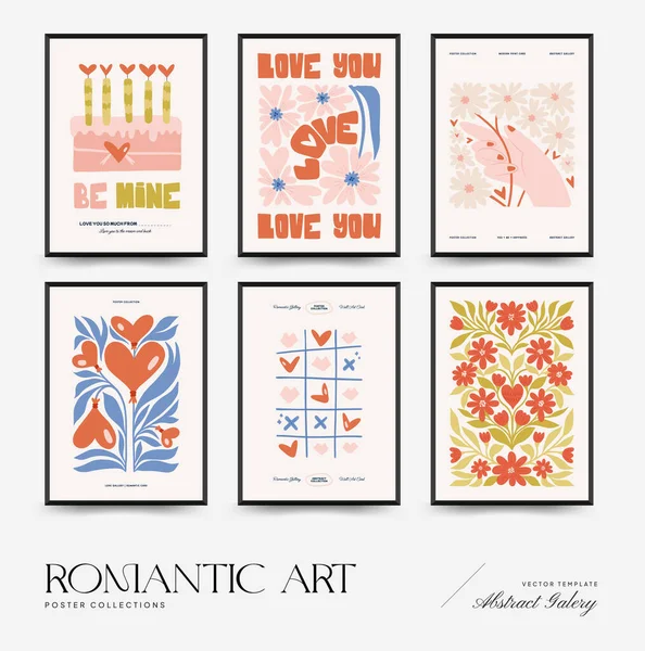 Modern Romantik, Sevgililer Günü dikey uçucusu veya poster şablonu. Aşk el çizimi moda illüstrasyon.