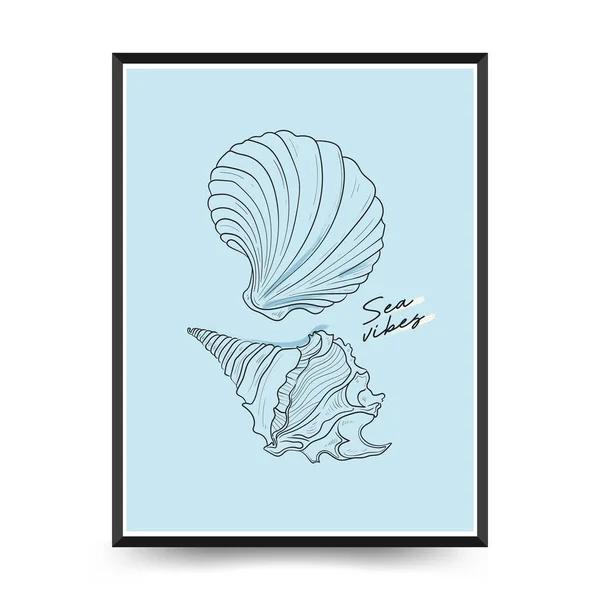 Underwater World Ocean Sea Fish Shells Vertical Flyer Poster Template Illustrazioni Stock Royalty Free