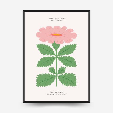 Soyut çiçek posterleri şablonu. Modern trend Matisse minimal tarzı. Tropik orman. Duvar kağıdı, duvar dekoru, baskı, kartpostal, kapak, şablon, pankart için el çizimi tasarımı. 