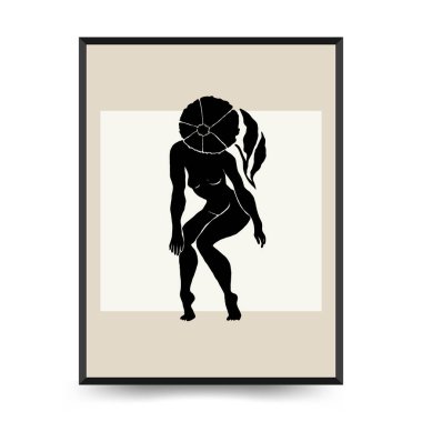 Vücut, kadın ve çiçekli Modern Sanat Posteri. Matisse Soyut Set, Estetik Modern, Boho Dekor, Minimalist, İllüstrasyon, Vector, Poster, Kartpostal. Estetik minimalist tasarım. Vektör illüstrasyonları.