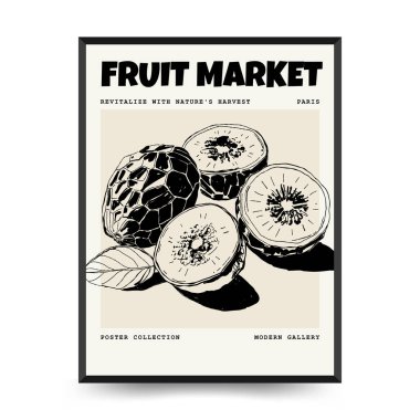 Abstract fruits posters template. Modern trendy Matisse minimal style. Exotic Healthy Food. Hand drawn design for wallpaper, wall decor, print, postcard, cover, template, banner. clipart