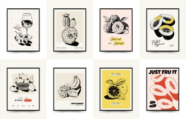 Soyut meyve posterleri şablon, modern moda minimal tarzı