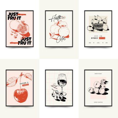 Soyut meyve posterleri şablon, modern moda minimal tarzı