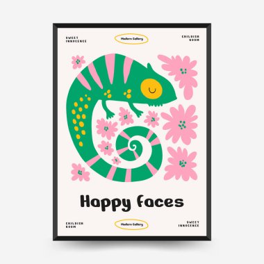 Soyut Çocuk Odası posterleri şablonu. Modern modaya uygun çocuklar. Duvar kağıdı, duvar dekoru, baskı, kartpostal, kapak, şablon, pankart için el çizimi tasarımı. 