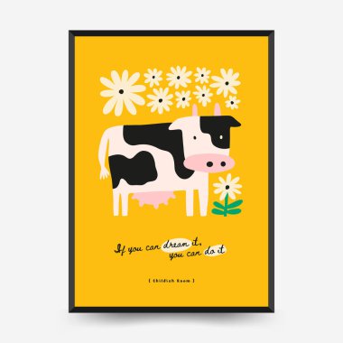 Soyut Çocuk Odası posterleri şablonu. Modern modaya uygun çocuklar. Duvar kağıdı, duvar dekoru, baskı, kartpostal, kapak, şablon, pankart için el çizimi tasarımı. 