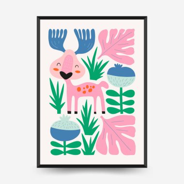 Soyut Çocuk Odası posterleri şablonu. Modern modaya uygun çocuklar. Duvar kağıdı, duvar dekoru, baskı, kartpostal, kapak, şablon, pankart için el çizimi tasarımı. 