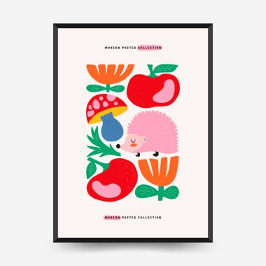 Soyut Çocuk Odası posterleri şablonu. Modern modaya uygun çocuklar. Duvar kağıdı, duvar dekoru, baskı, kartpostal, kapak, şablon, pankart için el çizimi tasarımı. 