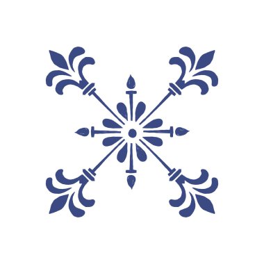 Vektör azulejo mozaik fayans. Portekiz geleneksel geometrik seramik tasarımı. Mavi, beyaz renk, çiçek motifleri. Akdeniz, Portekiz, İspanyol geleneksel vintage tarzı.