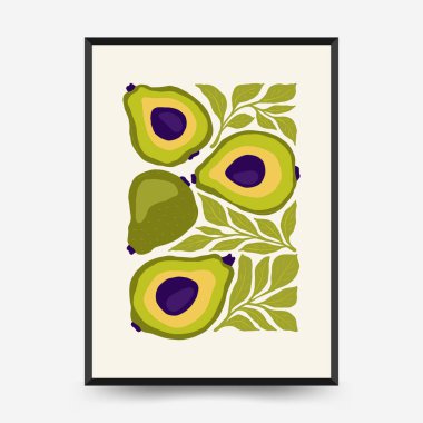 Abstract fruits posters template. Modern trendy Matisse minimal style. Exotic Healthy Food. Hand drawn design for wallpaper, wall decor, print, postcard, cover, template, banner. clipart