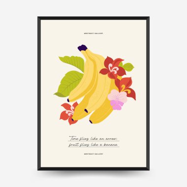Soyut meyve posterleri şablonu. Modern trend Matisse minimal tarzı. Egzotik Sağlıklı Yemek. Duvar kağıdı, duvar dekoru, baskı, kartpostal, kapak, şablon, pankart için el çizimi tasarımı.