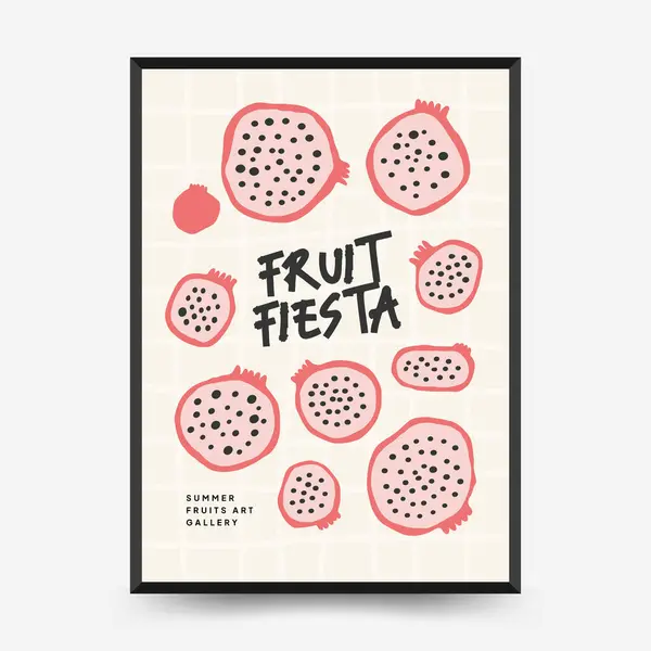 stock vector Abstract fruits posters template. Modern trendy Matisse minimal style. Exotic Healthy Food. Hand drawn design for wallpaper, wall decor, print, postcard, cover, template, banner.