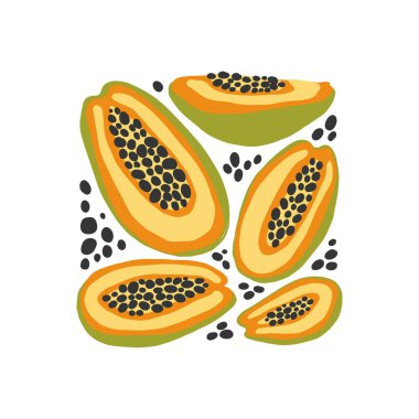 Meyveler soyut elementler. Yiyecek ve sağlıklı kompozisyon. Modern trend Matisse minimal tarzı. Meyve posteri, davet. Tebrik kartı veya davet tasarımı için vektör düzenlemeleri