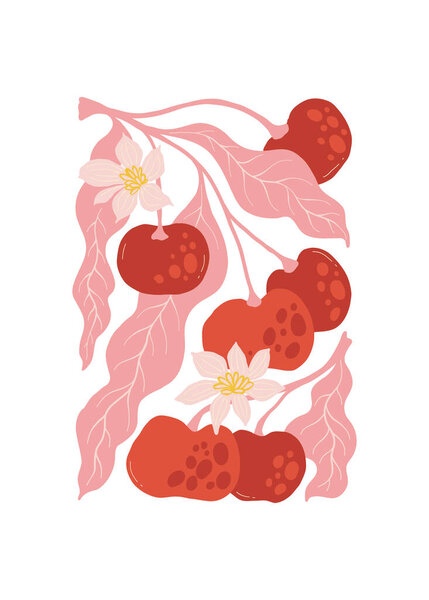 Fruits abstract elements. Food and healsy composition. Modern trendy Matisse minimal style. Fruits poster, invite. Vector arrangements for greeting card or invitation design