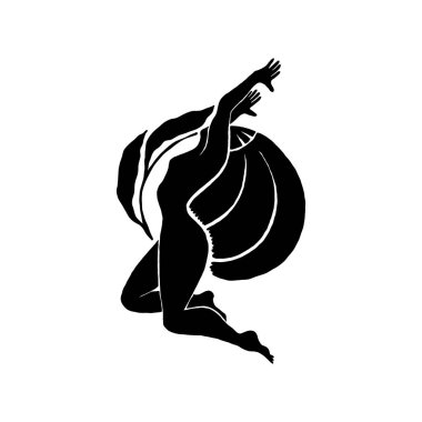 Çiçek desenli çizim yapan kadın. Kadın figürü minimalist illüstrasyon. Güzellik Logosu, Duvar Dekorasyonu, Moda Asgari Baskısı, Poster, Sosyal Medya İçin Modern Moda Çizimi. 