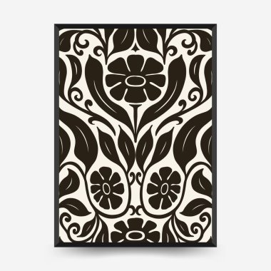 Soyut çiçek posterleri şablonu. Modern trend Matisse minimal tarzı. Pembe ve mavi renkler. Duvar kağıdı, duvar dekoru, baskı, kartpostal, kapak, şablon, pankart için el çizimi tasarımı. 