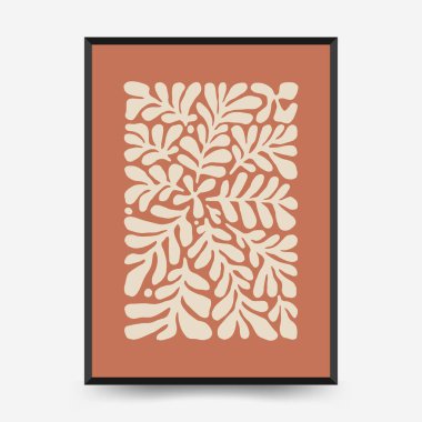 Abstract floral posters template. Modern trendy Matisse minimal style. Pink and blue colors. Hand drawn design for wallpaper, wall decor, print, postcard, cover, template, banner.  clipart