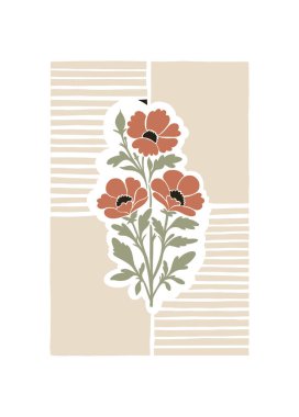 Floral abstract elements. Botanical composition. Modern trendy Matisse minimal style. Floral poster, invite. Vector arrangements for greeting card or invitation design clipart