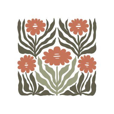 Çiçek soyut elementler. Botanik kompozisyonu. Modern trend Matisse minimal tarzı. Çiçek posteri, davet. Tebrik kartı veya davet tasarımı için vektör düzenlemeleri